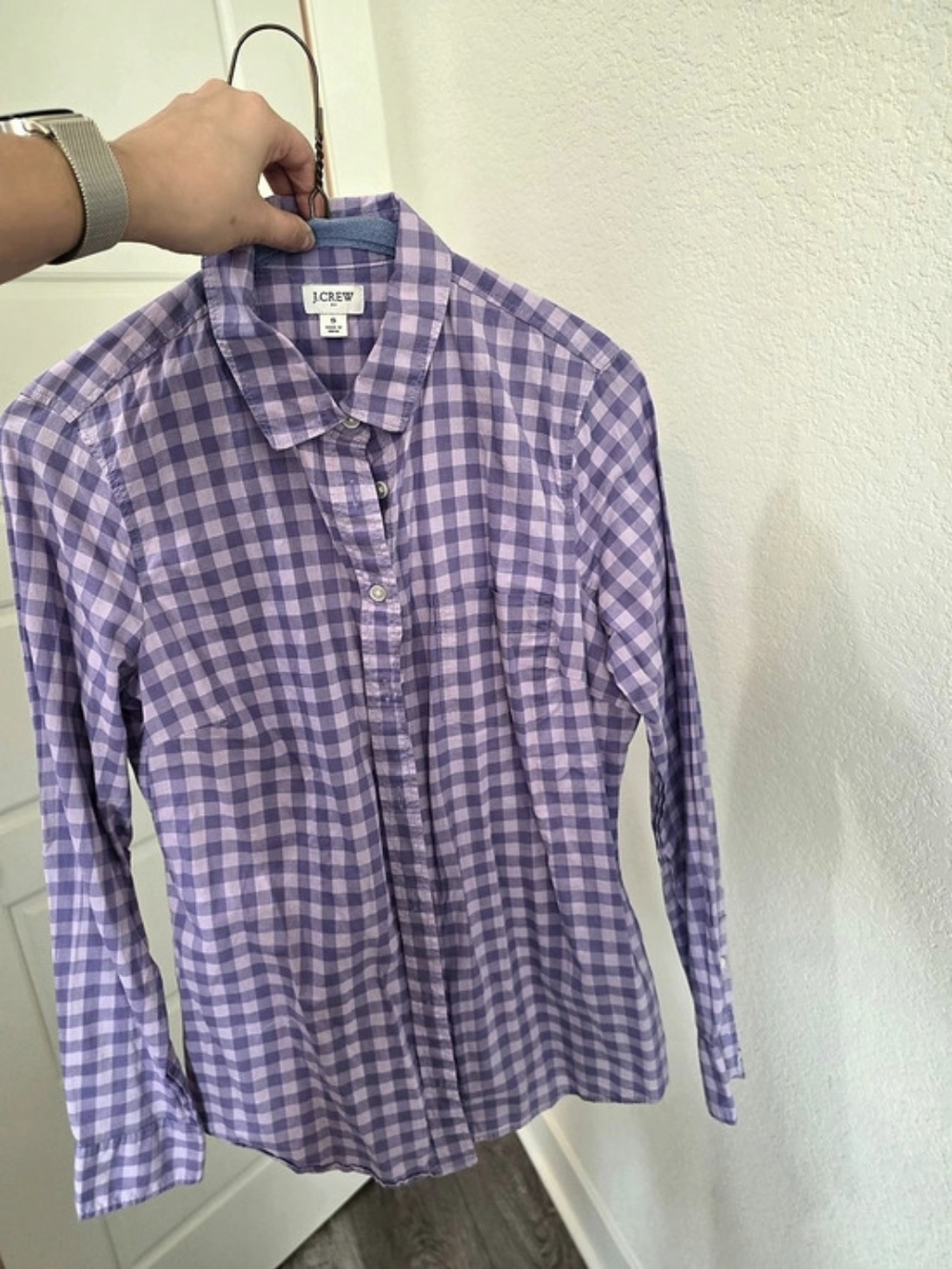J.Crew Gingham Button Down Shirt in Purple